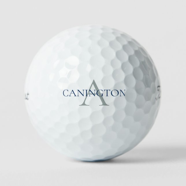 Navy & Grau Initialen & Nachname Titleist Pro V1 Golfball (Vorderseite)