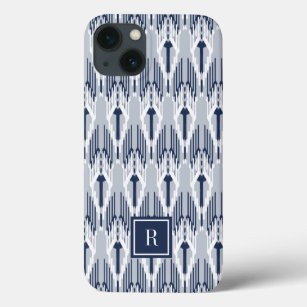 Navy & Gray Ikat Muster Monogram Case-Mate iPhone Hülle