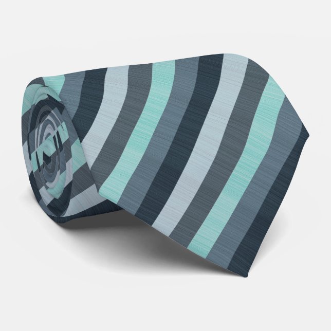 Navy Gray Teal Striped Neck Tie Krawatte (Gerollt)