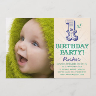 NAVY & GREEN 1ST| ERSTE BIRTHTAGINVITÄT EINLADUNG