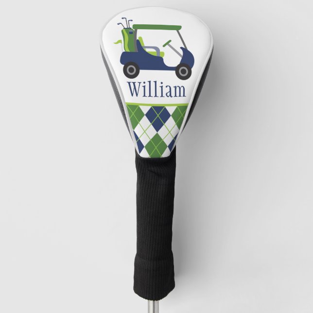 Navy & Green Golf Cart Golf Head Cover Golf Headcover (Vorderseite)
