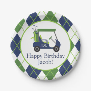 Navy & Green Golf Personalisiert Party Teller