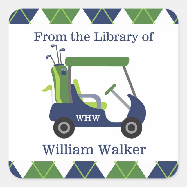 Navy & Green Golf Personalisiert Stickers (Vorderseite)