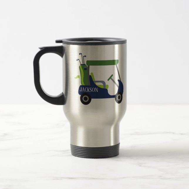 Navy & Green Golf Personalisierte Tasse (Links)