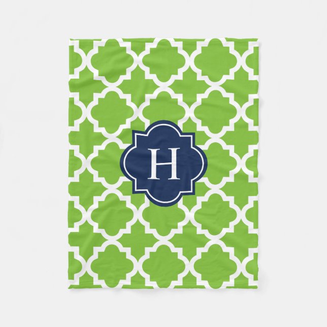 Navy & Green Monogram | Fleece Blanket (Vorderseite)