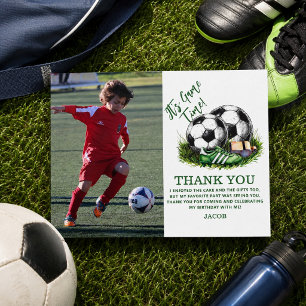 Navy Green Soccer Kids Watercolor Foto Postkarte