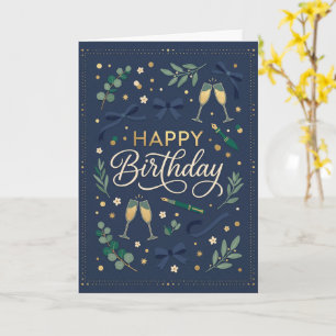 Navy Greenery Geburtstag Karte