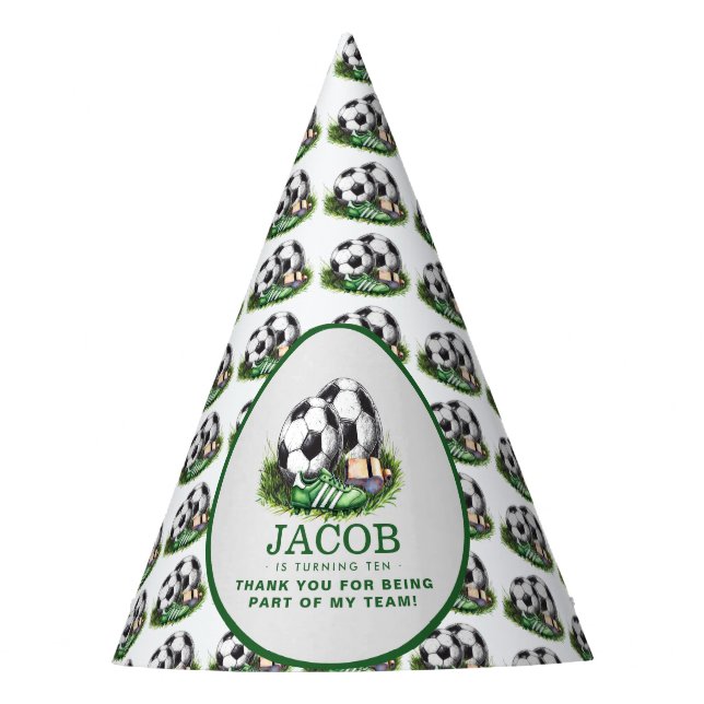 Navy grüne Fußball Kinder Wasserfarbe Partyhütchen (Vorderseite)