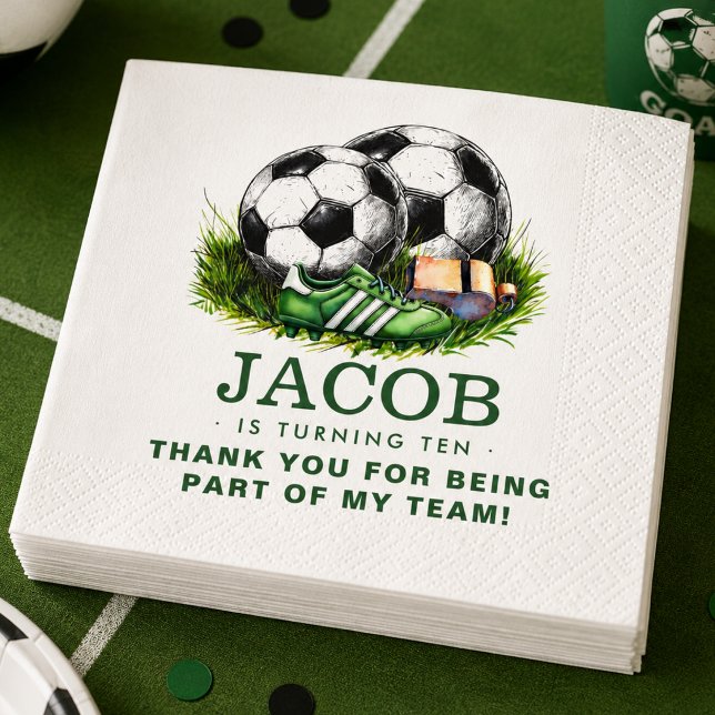 Navy grüne Fußball Kinder Wasserfarbe Serviette (Navy green Soccer Kids Watercolor Napkins)