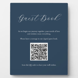 Navy Guest Book Sign mit QR Code Plaque Fotoplatte