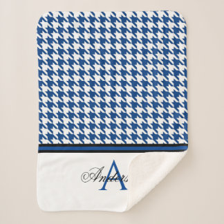 Navy Hahnentrittmuster Personalisiert Sherpadecke