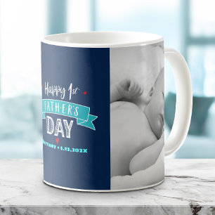 Navy Happy 1. Vatertag 2 Foto Türkis Typ Kaffeetasse