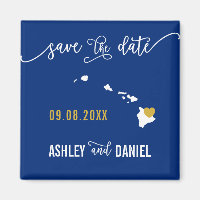 Navy Hawaii Hochzeit Speichern Sie die Datumskarte