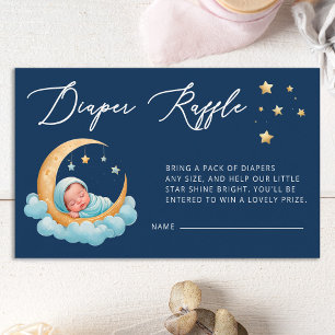 Navy Himmel Mond Baby Sterne Windel-Raffelkarte Begleitkarte