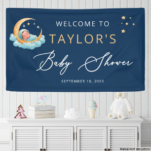 Navy Himmel Mond Sterne Baby Shower Banner