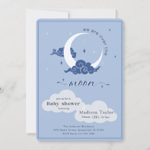 Navy Himmel Mond und Sterne Babyparty Einladung
