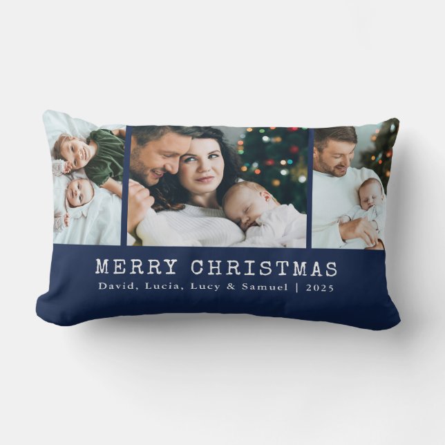 Navy Holiday Foto Throw Kissen (Vorderseite)