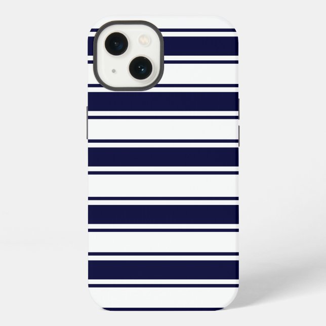 Navy-Horizontalstreifen iPhone Hülle (Rückseite)