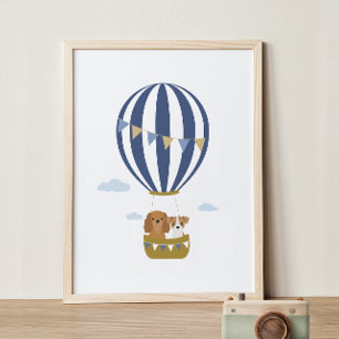 Navy Hot Air Ballon Hunde Kinderzimmer Decor Poste Poster