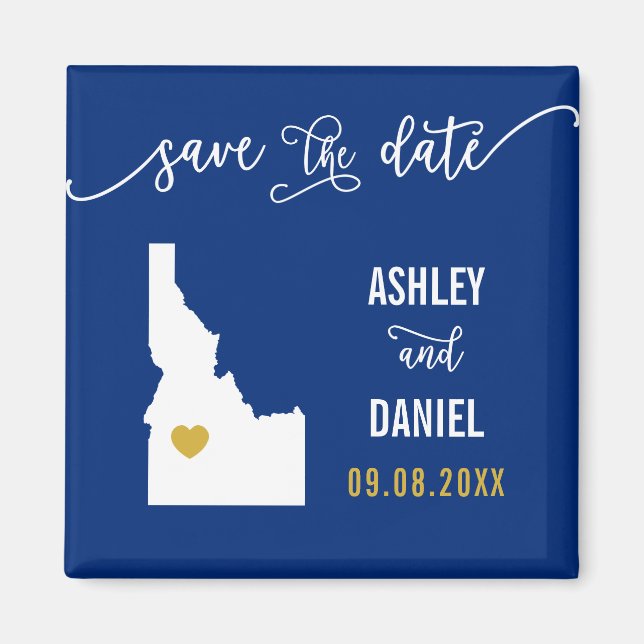 Navy Idaho Hochzeit Speichern Sie die Datumskarte Magnet (Vorne)
