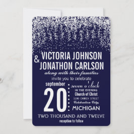 Navy Ihr Foto Confetti ModernTypografie Einladung