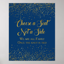 Navy Imitate Gold Glitzer Confetti Hochzeitssitze Poster