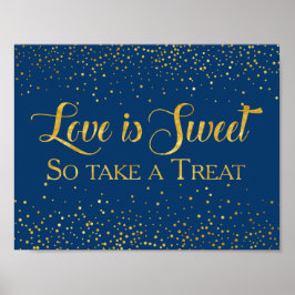 Navy Imitats Gold Glitzer Confetti Hochzeitsdesser Poster