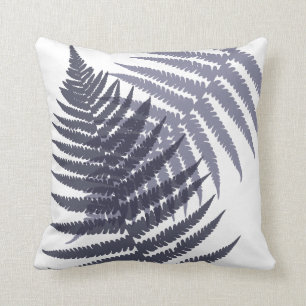 Navy Indigo Blue Fern Leaf Muster Kissen