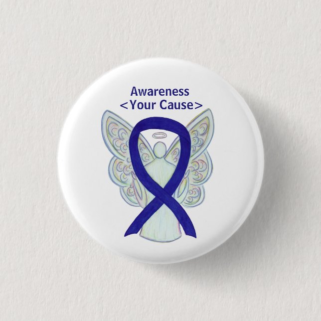 Navy, Indigo, Dunkelblauer Aufklärungsband Button (Vorderseite)