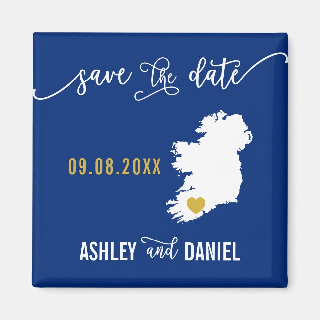 Navy Ireland Wedding Save the Date Irish Map Magnet (Vorne)