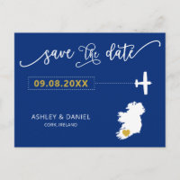 Navy Ireland Wedding Save the Date Map