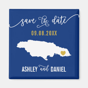 Navy Jamaica Wedding Save the Date Map Magnet