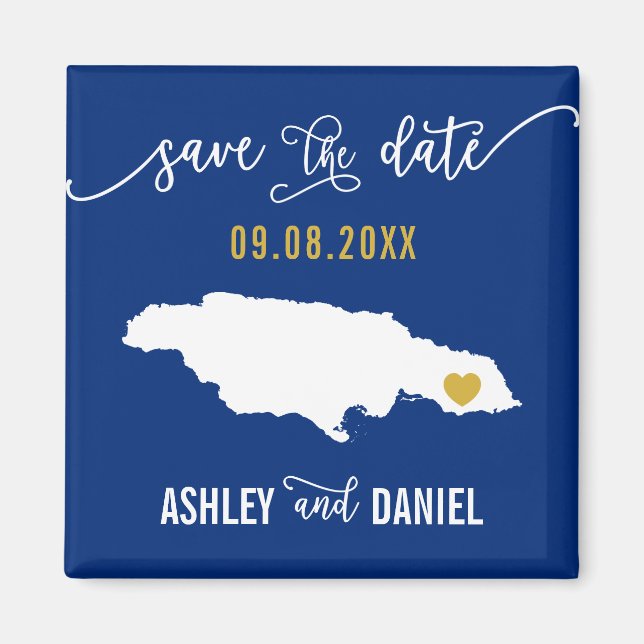 Navy Jamaica Wedding Save the Date Map Magnet (Vorne)