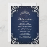 Navy Jewel Tiara Butterfly Quinceanera