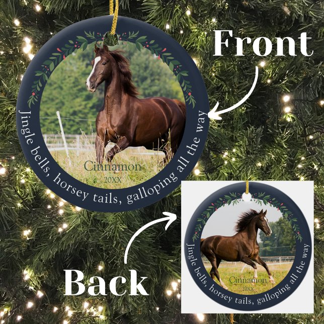 Navy Jingle Bells Horsey Schwanzes Weihnachten Wei Keramik Ornament (Von Creator hochgeladen)