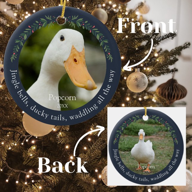 Navy Jingle Bells Pet Duck Weihnachten Keramik Ornament (Von Creator hochgeladen)