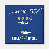 Navy Jungfrau Islands Wedding Save the Date Map