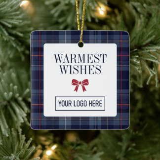 Navy Karo Firmenweihnachten Keramikornament