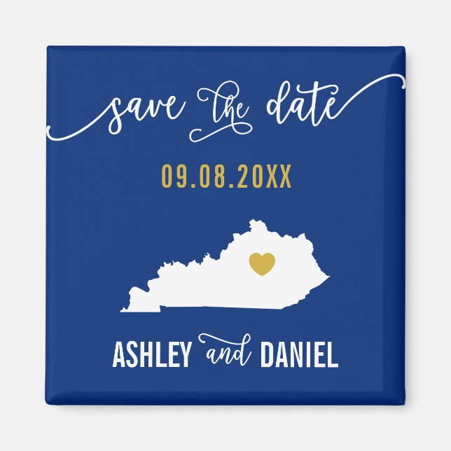 Navy Kentucky Wedding Save the Date Map Magnet (Vorne)