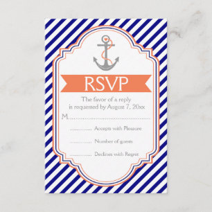 Navy, Korallenanker nautische Hochzeit RSVP
