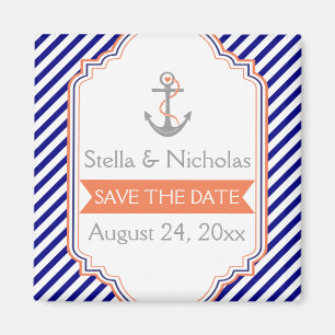 Navy, Korallenhochzeit Sichern Sie das Datum Magnet