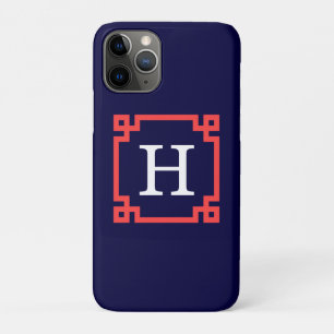 Navy, Korallenroter griechischer Schlüsselrahmen # Case-Mate iPhone Hülle