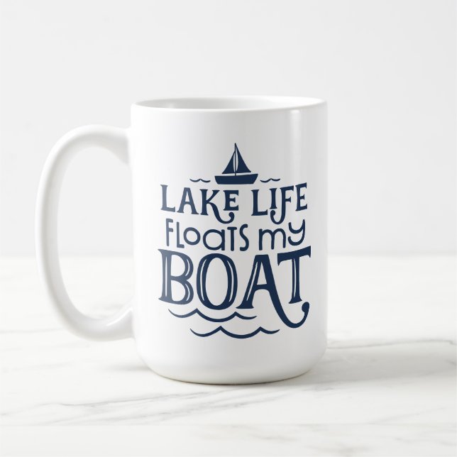 Navy Lake Life schwimmt mein Boot Kaffeetasse (Links)