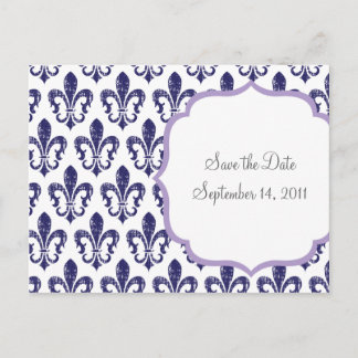 Navy/Lavendel Save the Date Postkarte