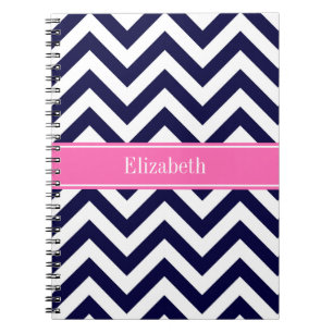 Navy LG Zickzack HotPink2 Quarzfolienname Monogram Notizblock