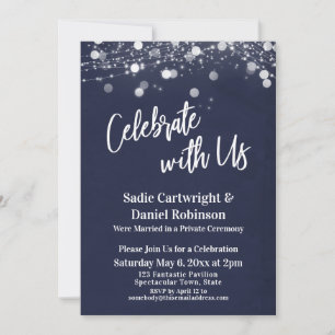 Navy & Lights Textured Celebrate mit US-Empfang Einladung