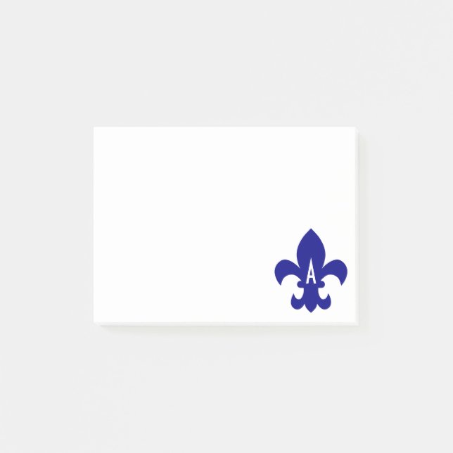 Navy Lilie Monogram Post-it Klebezettel (Vorderseite)