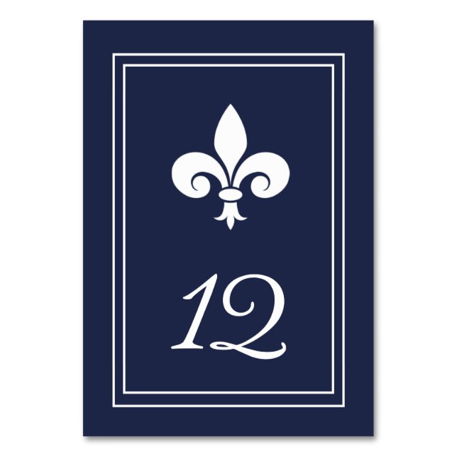 Navy Lilie Tischnummer Card (Vorderseite)