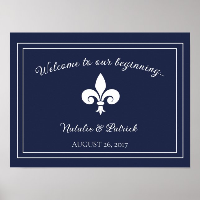 Navy Lilie Wedding Poster (Vorne)