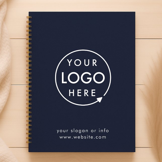 Navy Logo | Unternehmen Minimalistisch Planer (Navy blue company branded spiral planner for small business planning & organization.)